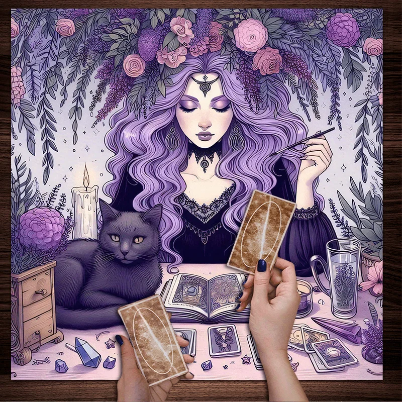 Home Textiles Today News - Obrus Wisteria Wiedźma Tarot Wróżbiarstwo Czarny